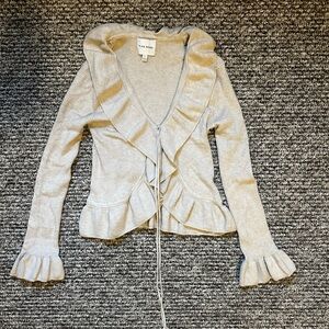 Beige ruffle cardigan top